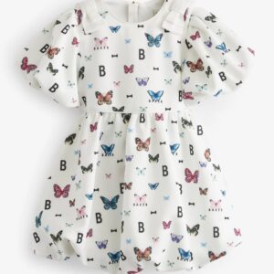 Baker by Ted Baker White Butterfly Bubble Hem Scuba Dress