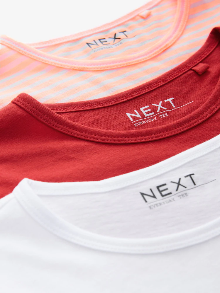 Next Orange/White/Stripe Everyday T-Shirts 3 Pack E60-034 - Image 2