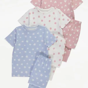 George Star Spot Heart Short Sleeve Pyjamas 3 Pack
