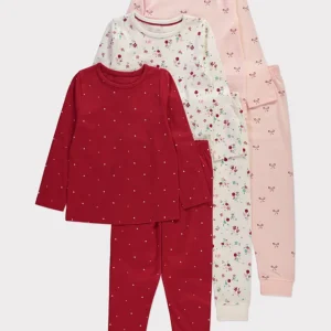 George Ditsy Floral Heart Bow Print Pyjamas 3 Pack