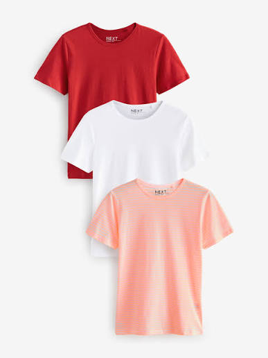 Next Orange/White/Stripe Everyday T-Shirts 3 Pack E60-034